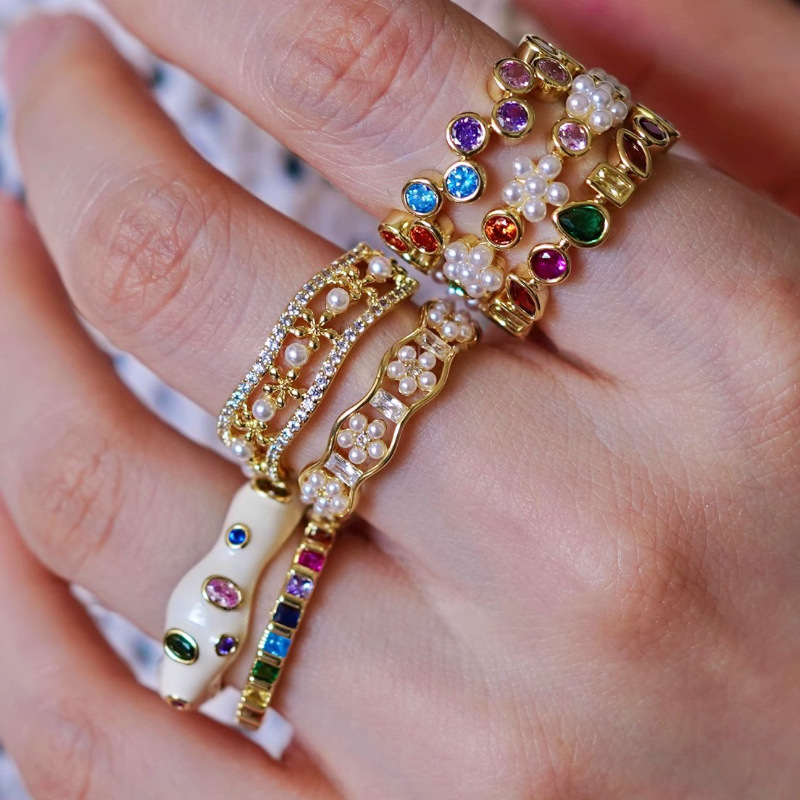 Copper Material Heart Shape Pattern Heart Shape Copper Romantic Simple Style Classic Style Rings