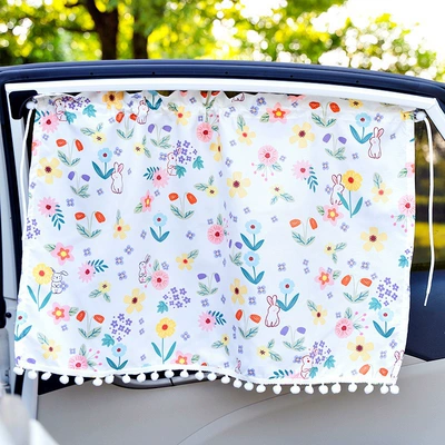 Car curtains sun protection and heat insulation - fluffy-daisy-floral-curtains