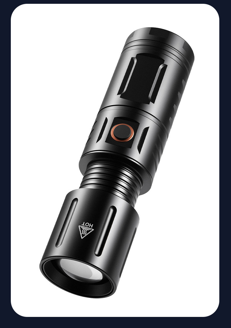 Cross-border ultra-bright flashlight, strong light laser beam, emergency rechargeable portable self-defense fixed-focus white laser flashlight