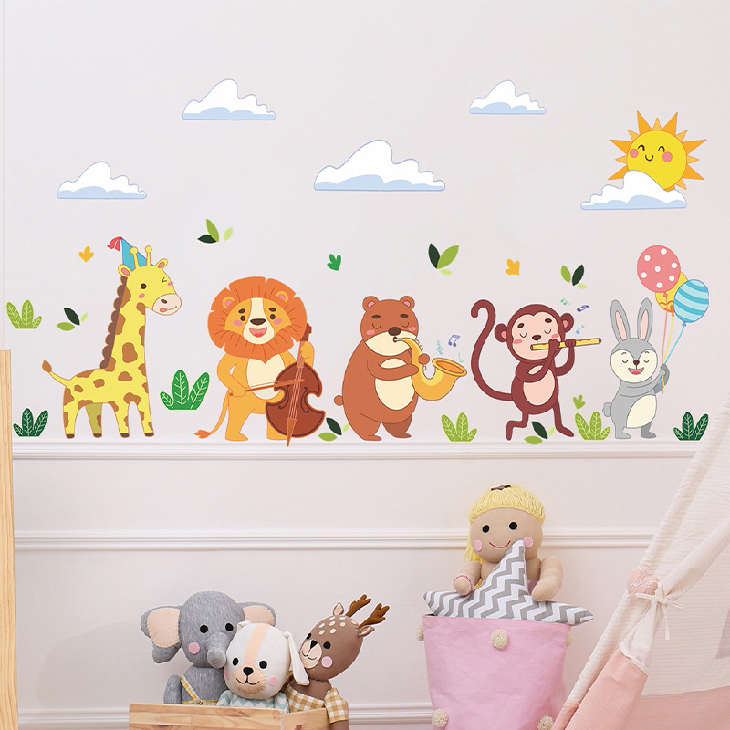 FX-C364卡通動物組合音樂會兒童房幼兒園牆面美化裝飾牆貼紙