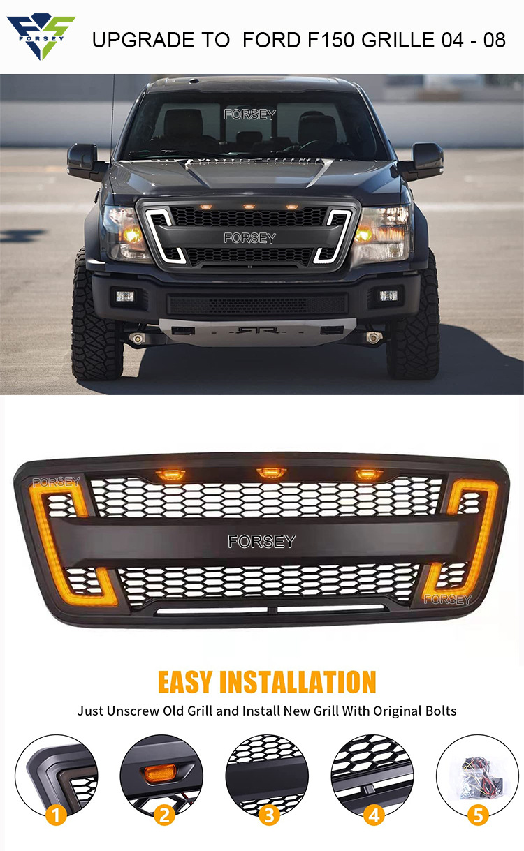 Suitable for 04-08 Ford F-150 front grille with illuminated LED lights