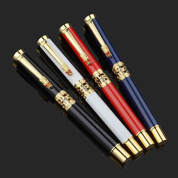 Metal Signature Pen with Dragon Head, Vintage Gel Pen with Logo, Cultural and Creative Gift Orb Pen, Corporate Souvenir Signature Pen