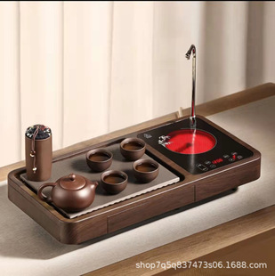 Gomi Manufacturer Direct Sales Electric Ceramic Stove Tea Stove Tea Tray Pumping Integrated Glass Tea Set Household Tea Making Stove Tea Stove