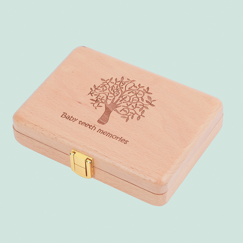 Procesamiento personalizado de madera infantil caja de dientes de leche para niños niñas cabello fetal umbilical guardar caja de almacenamiento regalo de cumpleaños creativo image 8