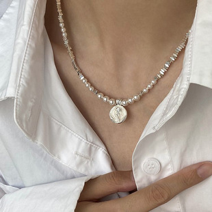 Rose Pearl Necklace Women's Sterling Silver High-End Broken Silver Clavicle Chain Ins Niche Design Valentine's Day Gift