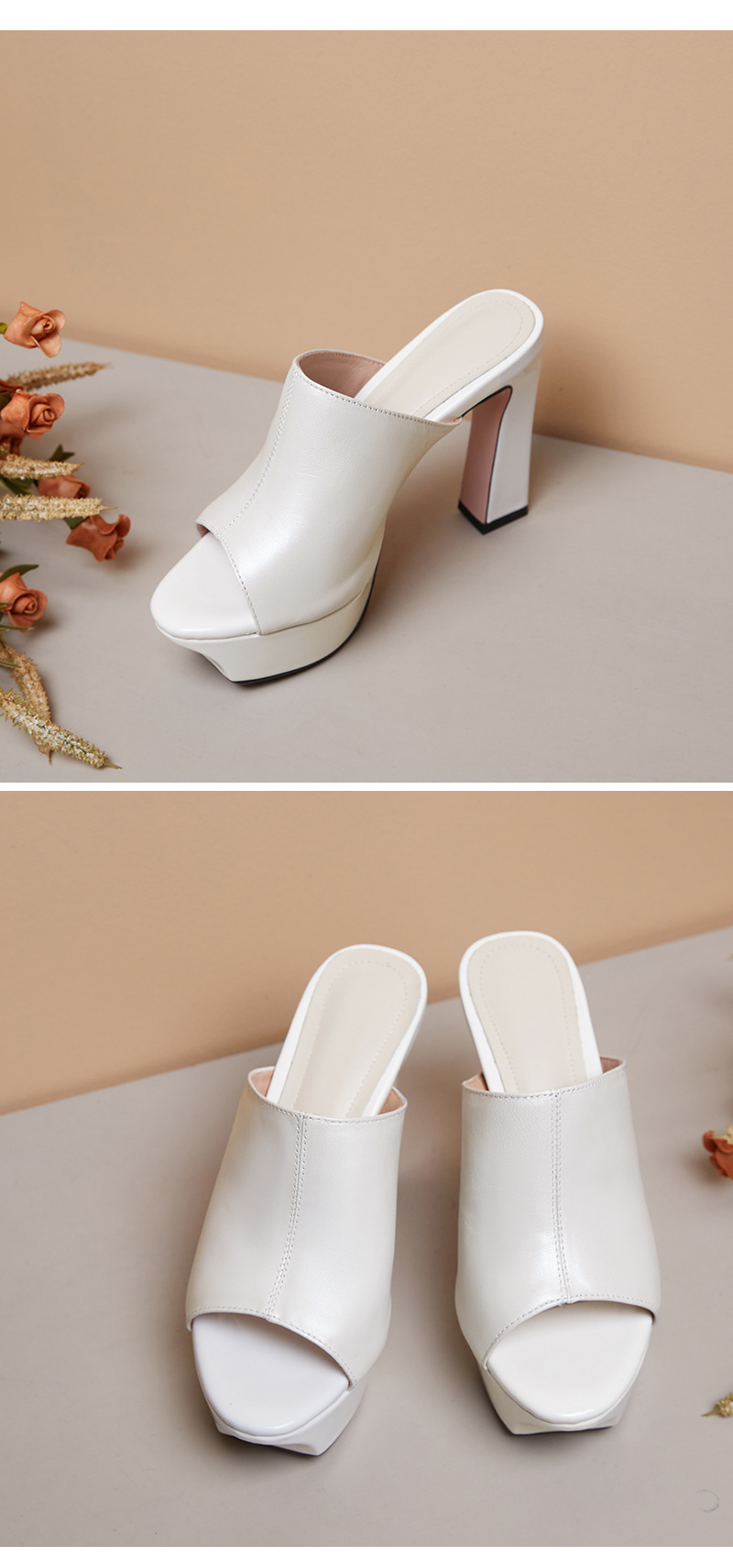 Sandal cao gót nữ quai ngang hở mũi gót 9 cm — đen chi tiết 17