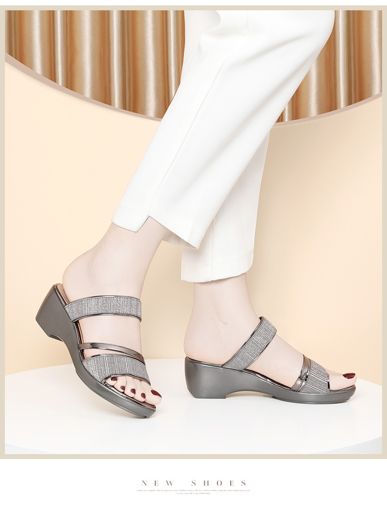 Sandal đế xuồng gót vuông cao vừa cho nữ thời trang đi ngoài — Màu sâm banh 9067, 9067 màu súng chi tiết 14