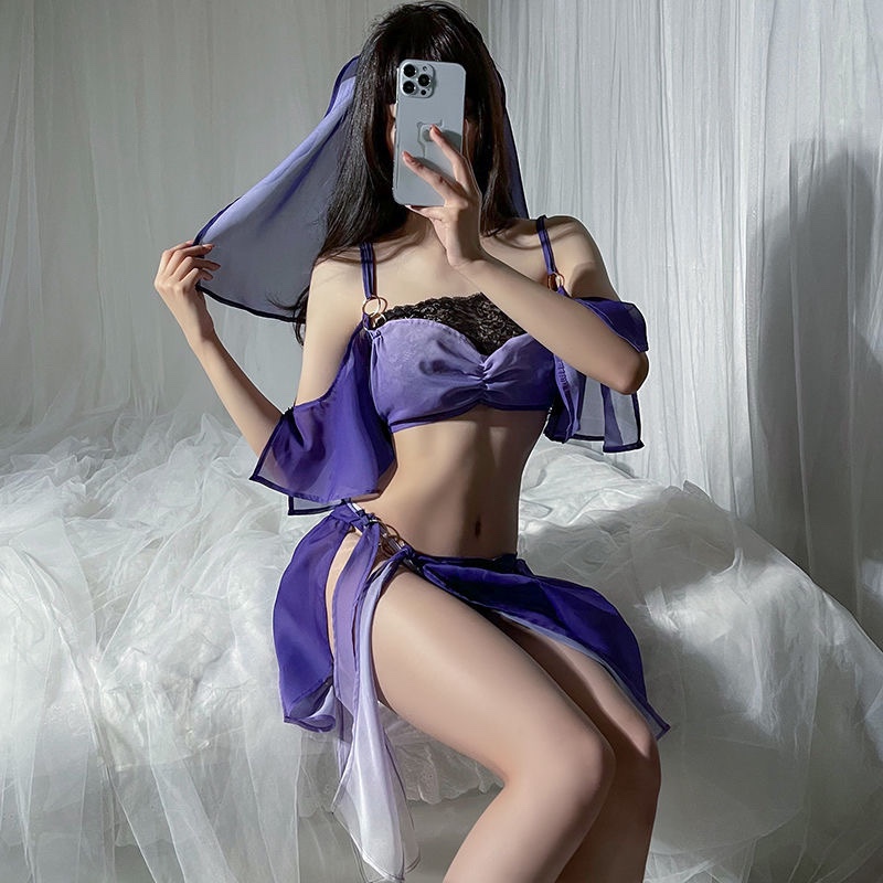Zixia Fairy Hanfu-Inspired Lace Babydoll Set with Veil, Tube Top, Dress and Panties — detail image 10