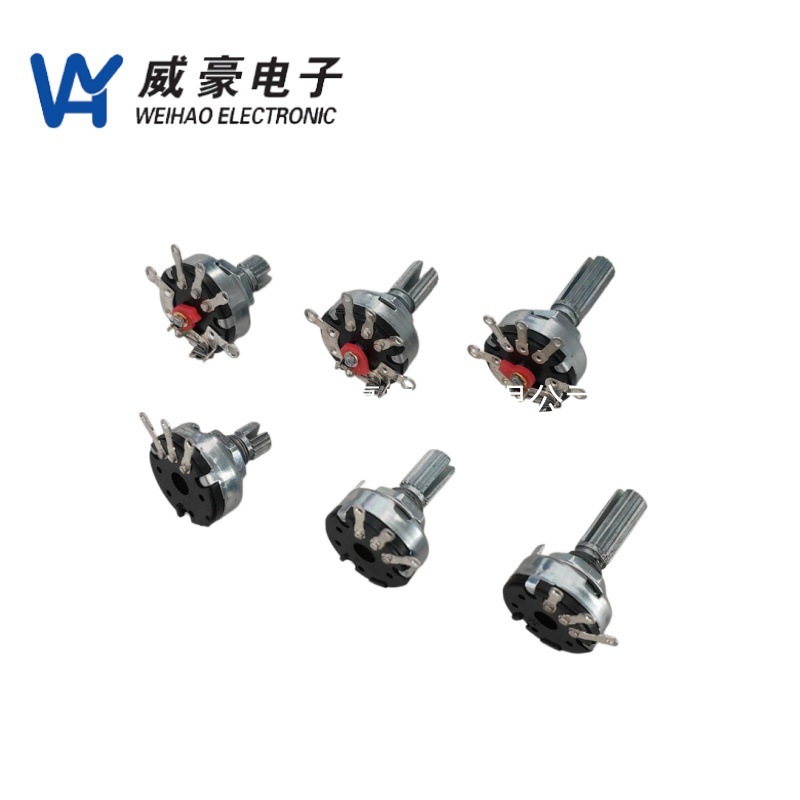 单联电位器RV17-K2直脚带开关可调试碳膜螺纹柄旋转开关多阻值