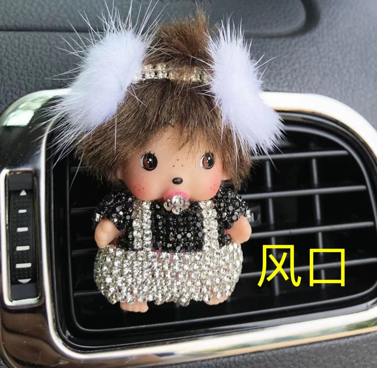 Adornos de coche de un solo traje Adornos de un solo traje Adornos de Buda con cojín Bola de diamante en polvo blanco Bola de cisne Cerámica decorativa