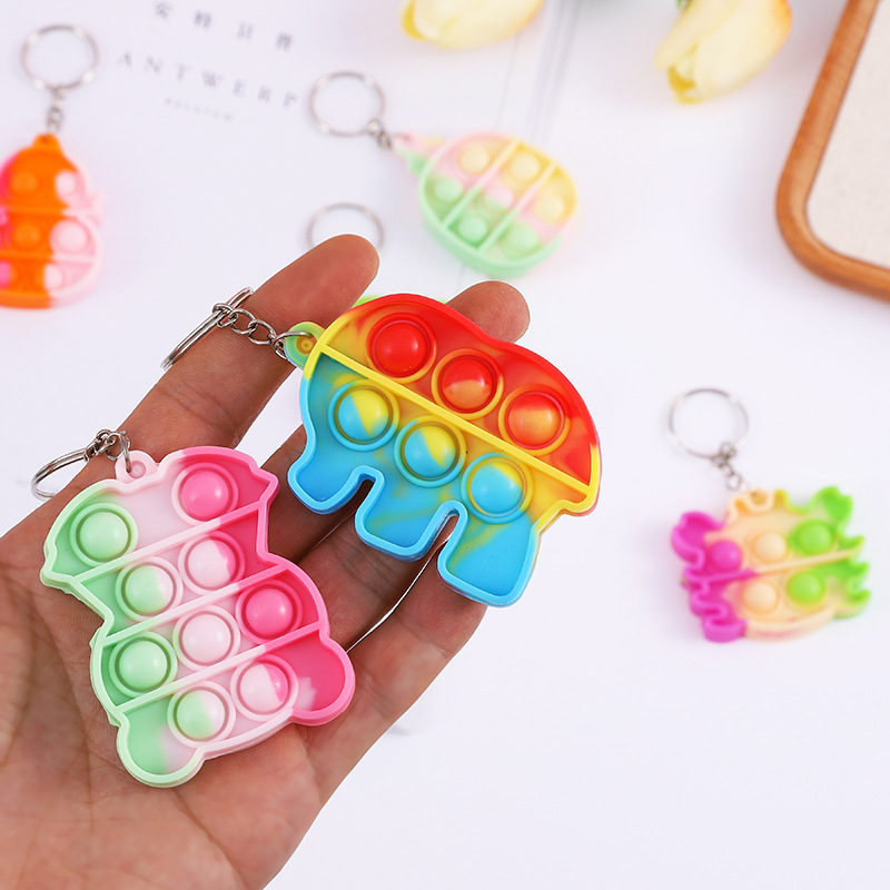 Dedo de presión burbuja Le descompresión juguete infantil pequeña descompresión arco iris llavero colgante regalo de jardín de infantes