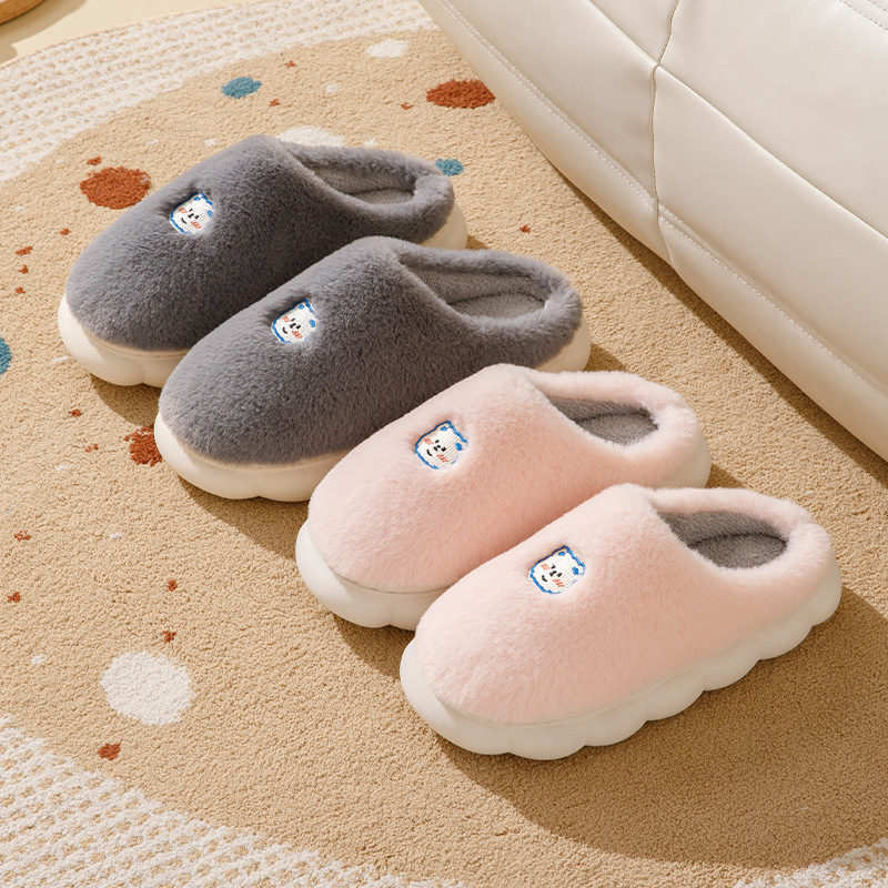 Online celebrity couple cotton slippers winter home indoor non-slip thick bottom warm Cixi cotton slippers supermarket wholesale plush shoes