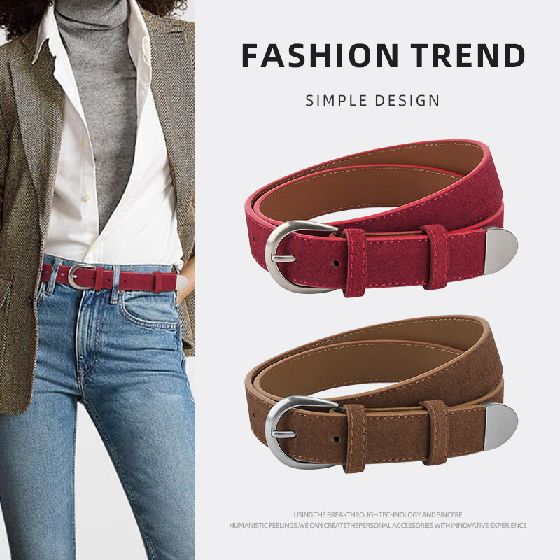Korean-Style Belt for Women, Versatile Matte Decorative Belt for Dresses and Jeans, with a High-End Feel, Pin Buckle with Tail Clip, Women's Belt