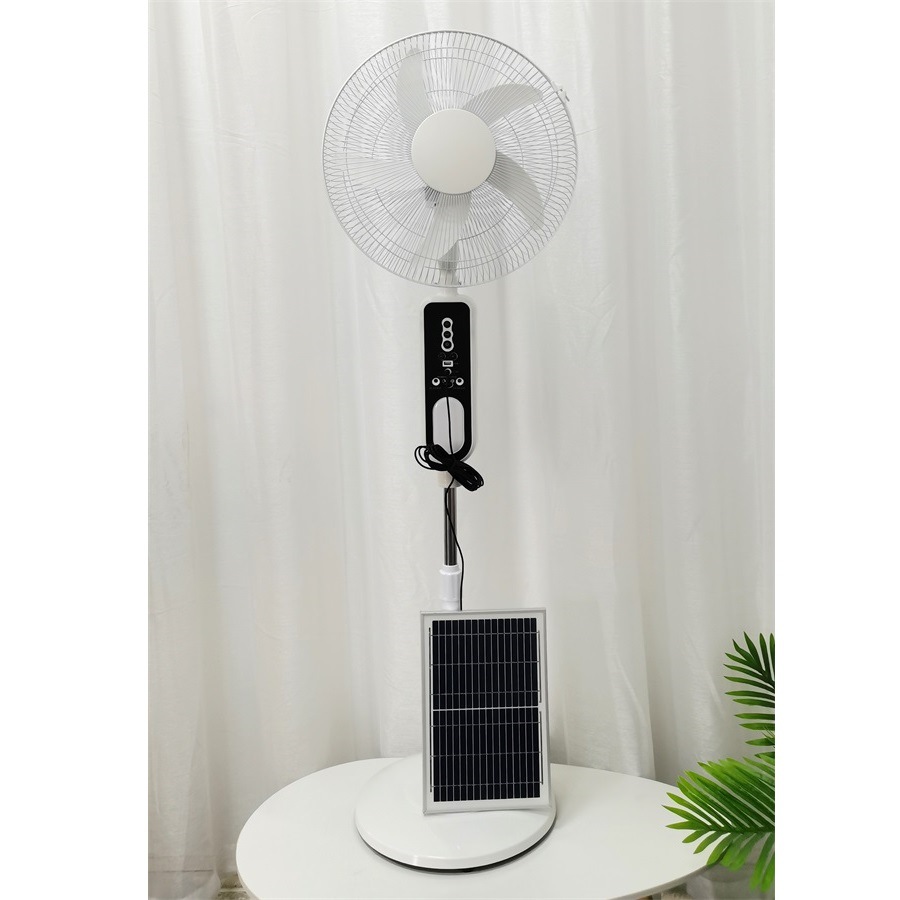 Ventilador de carga solar nuevo 16 pulgadas piso vertical sin escobillas motor de hierro y litio ventilador solar