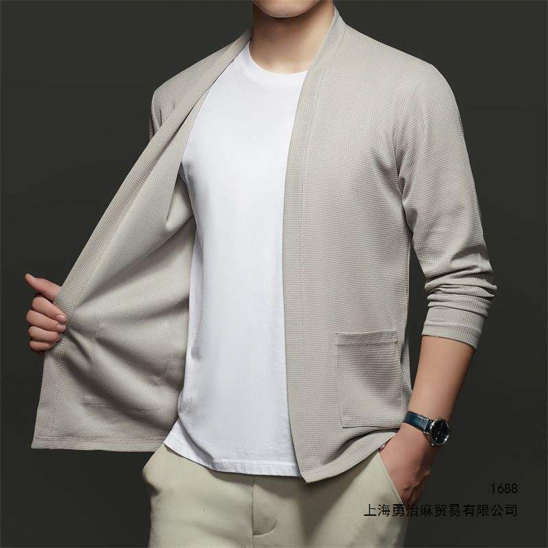 Plus-size knitted cardigan sweater for men, spring and autumn 2026 new trendy top.