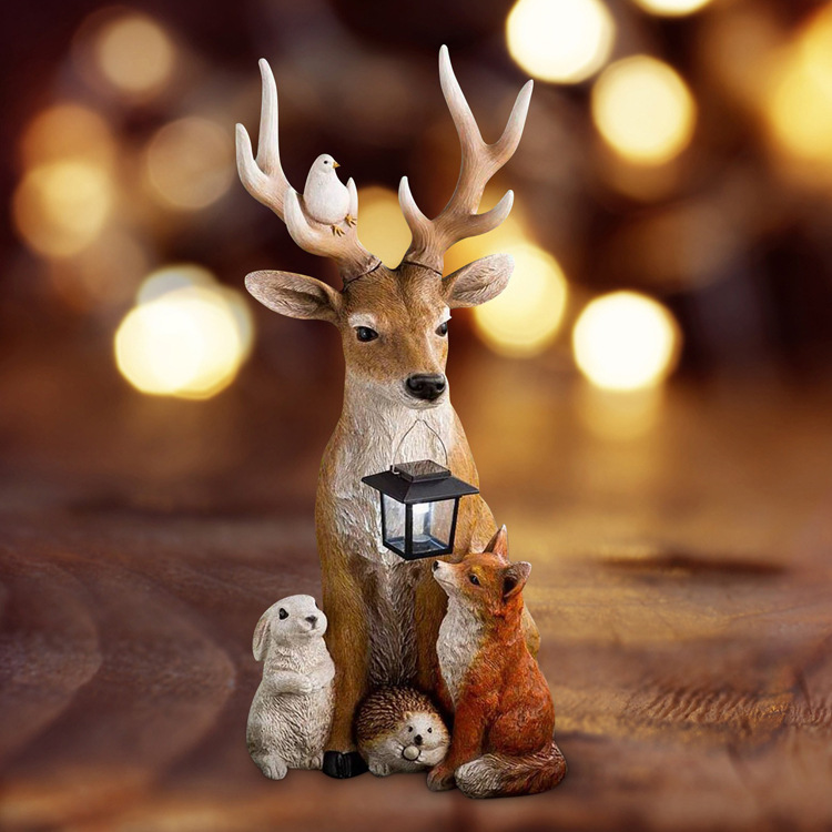 New Snow Deer and Rabbit Resin Light Fox Home Decorations Courtyard Decoration_voghion.com