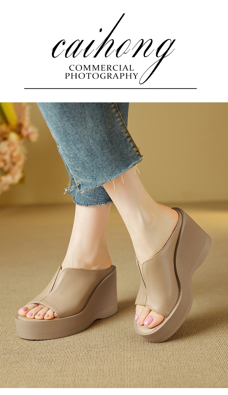 Dép sandal cao gót nữ mũi cá, đế xuồng dày, quai ngang, gót 8 cm — đen chi tiết 2