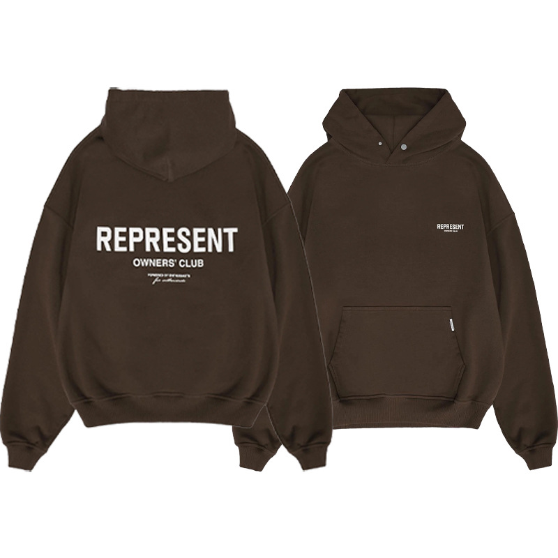 Transfronterizo REPRESENTAR PROPIETARIOS CLUB Terry carta impresión High Street Hombres sueltos suéter con capucha de moda