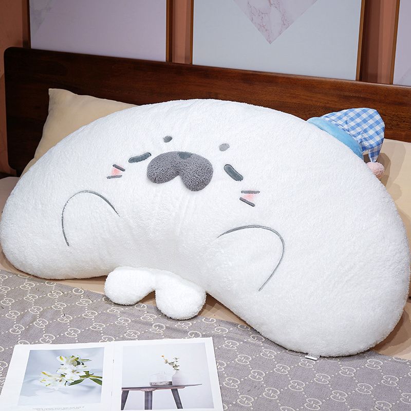 Cojín de Cabecera y Lumbar con Forma de Foca de Peluche Desmontable para Dormitorio y Sofá