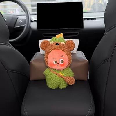 New Model Car Armrest Box: Car tissue box/set - tongue-out-bear-brown-tissue-bag