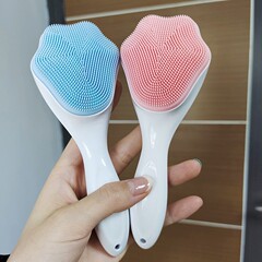 洗顔ブラシネット赤軟毛深層ブラシシリカゲル手動猫爪洗顔ブラシ長柄神器汚れ顔洗浄女