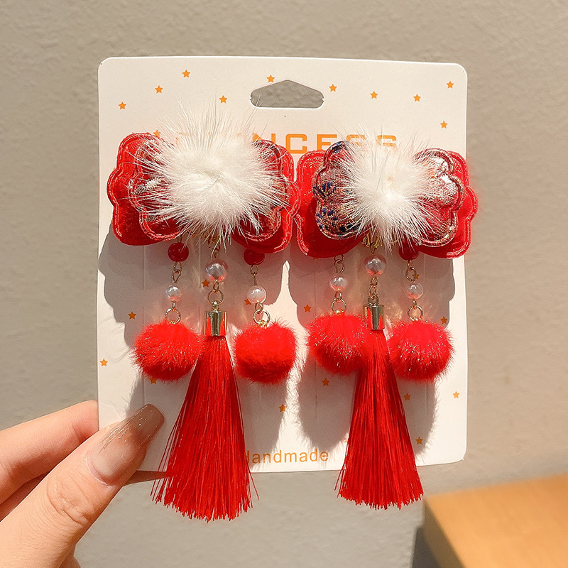 Horquillas Chinas Tradicionales para Niños, Materiales Mixtos, Decorativo, Con Borlas, para Hanfu y Año Nuevo