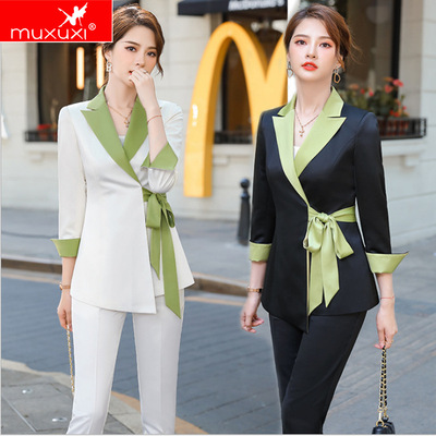 MUXUi英伦西服套装女春秋时尚职业装气质小香风西装外套设计感|ms