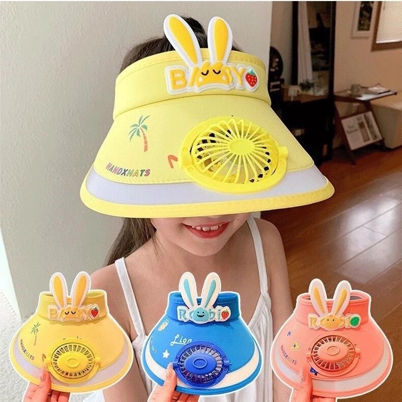 子供用充電式ファンハット夏空のトップサンハットベビー屋外日焼け止め帽子幼稚園活動ギフト|undefined