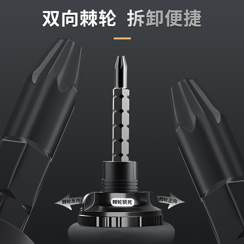 Juego de destornilladores de trinquete pequeños para uso transfronterizo, destornillador de doble cabeza Phillips y plano en caja, herramienta combinada doméstica de formas especiales.