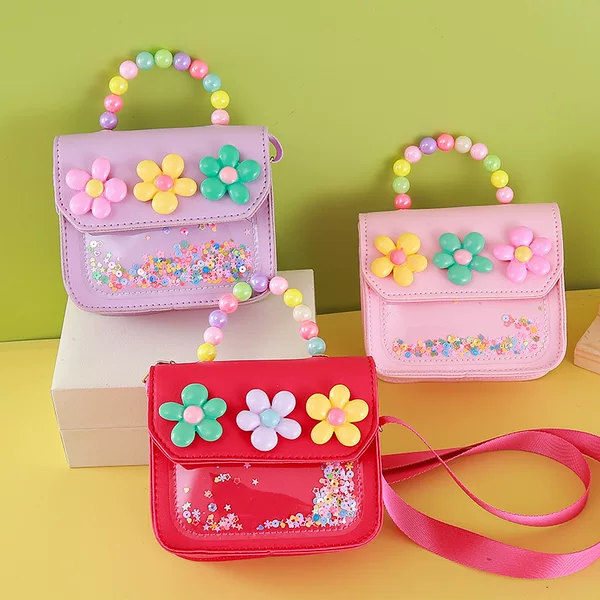Children's Bag Children's Cute Little Flower Pearl Portable Shoulder Bag Student Campus Card Meal Card Coin Purse Wholesale