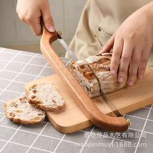 Wooden Bread Knife Cross Border with Handle Baking Bread Cutting Knife Solid Wood Cutting Serrated Toast Anti-bending Split Knife