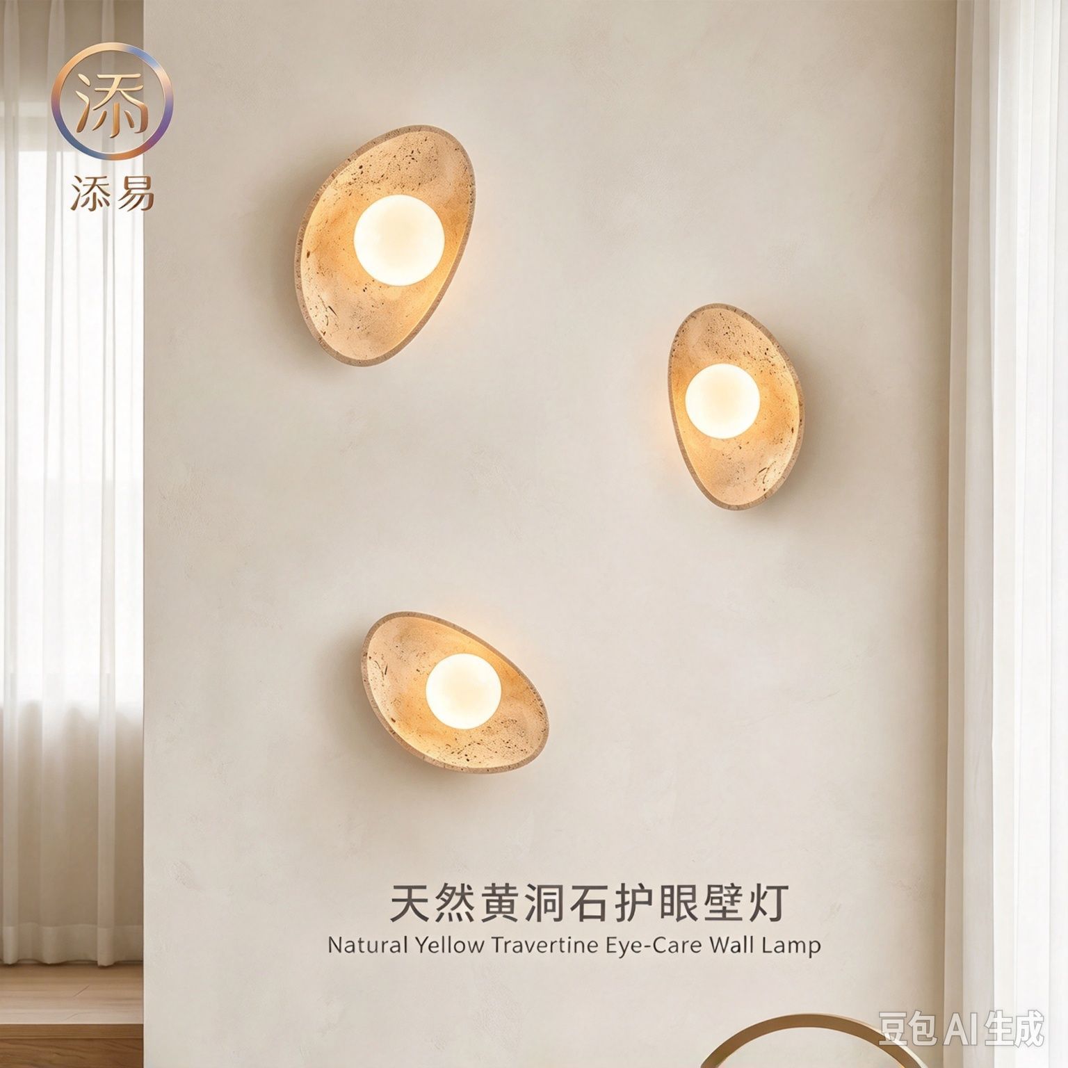 中古侘寂风卧室床头黄洞石壁灯阅读灯过道玄关装饰氛围灯走廊墙灯