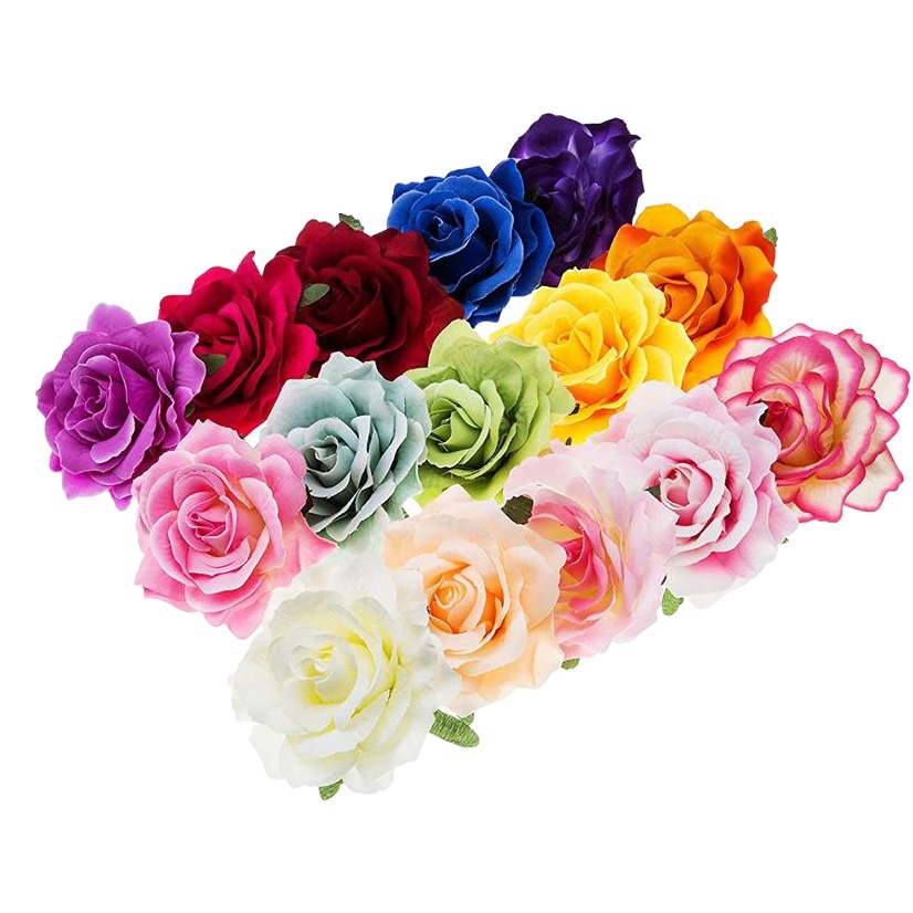 Cross-border rose hairpin brooch Bohemian red net rose edge clip beach accessories artificial flower hair accessories