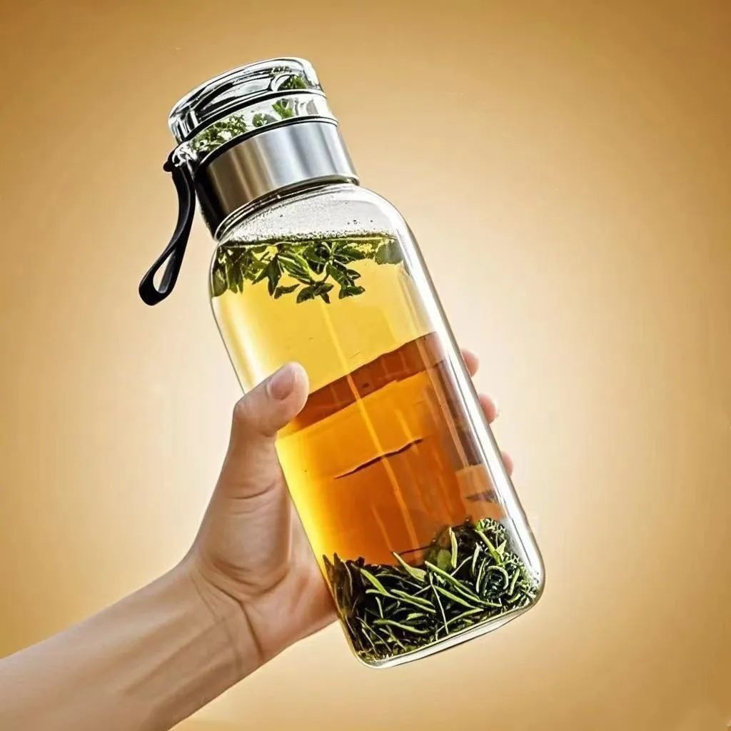 Tea-water separation cup 1050ml glass portable water cup, large capacity, high aesthetic value, popular for both men and women