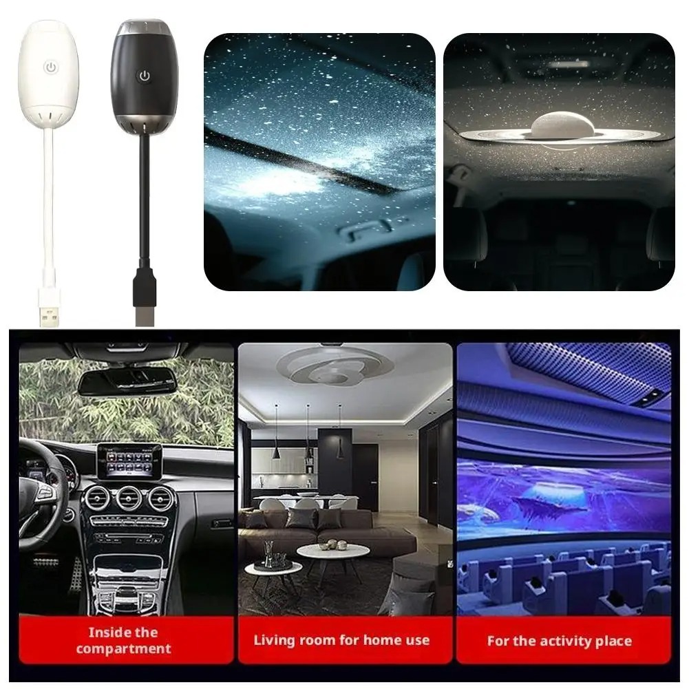 Anillo de Saturno de techo de luz de atmósfera de automóvil USB de luz de cielo de automóvil de luz de proyección láser de techo image 3