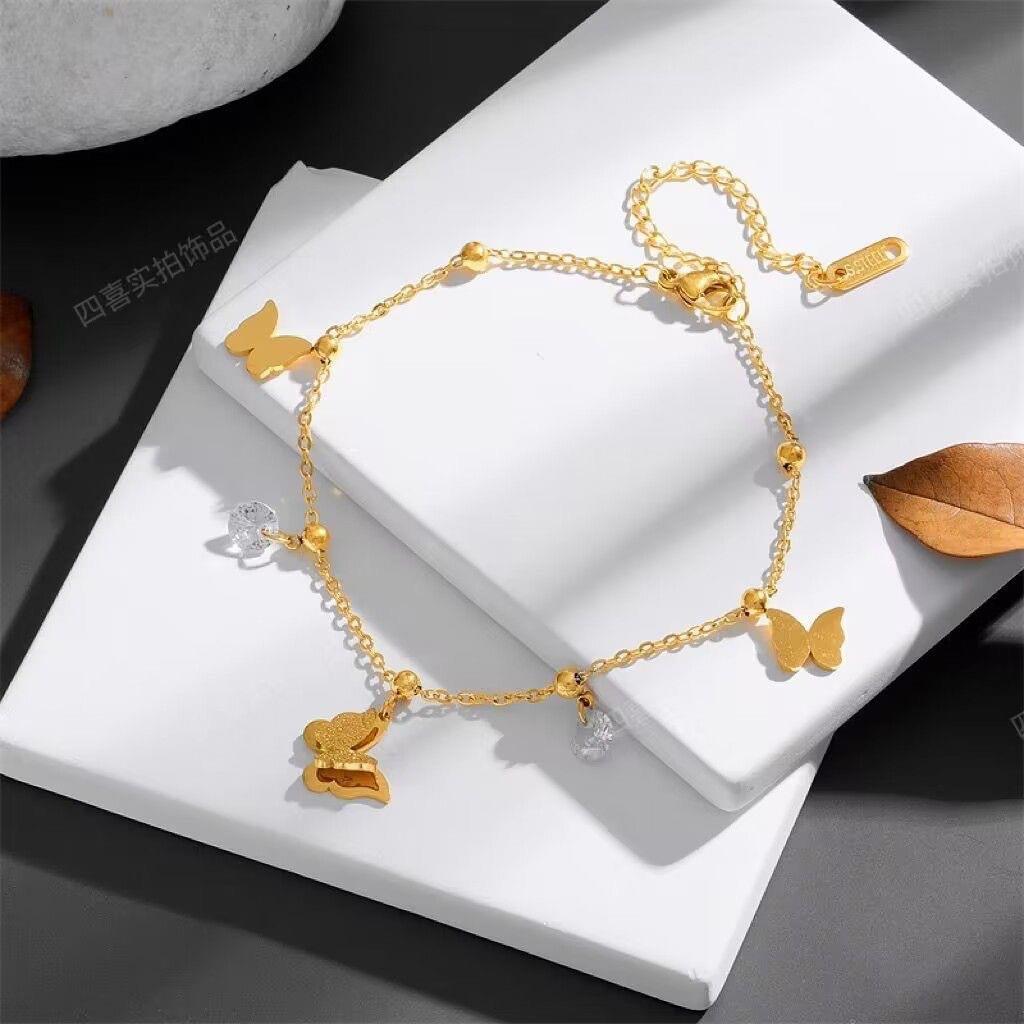 [No hay necesidad de tomar un baño] Mori estilo vívido flash fino esmerilado mariposa tridimensional circón en línea celebridad novias pulsera femenina