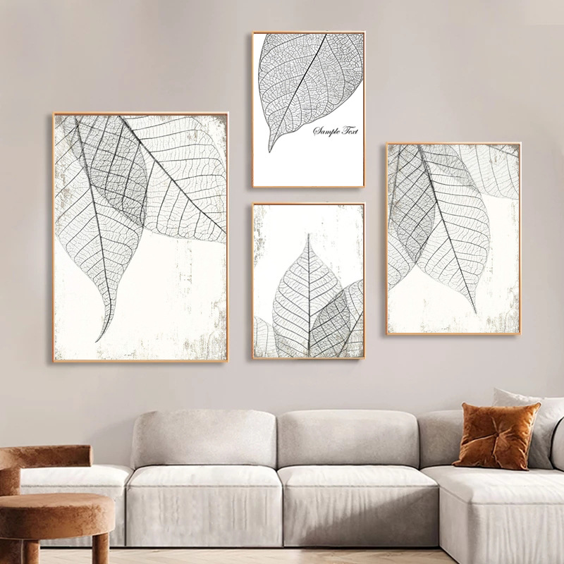 Hot Sale Black And White Minimalist Plant Leaves Living Room Bedroom Poster Canvas Hanging Decorative Pain Core_voghion.com