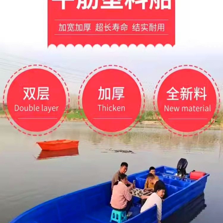 Thickened Plastic Fishing Boat with Double-Layer Pe Material for Fishing, River Cleaning, and Rubber Boat
