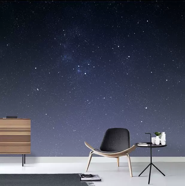 星空顶太空壁纸个性清吧酒吧KTV夜空装饰壁画儿童房墙布