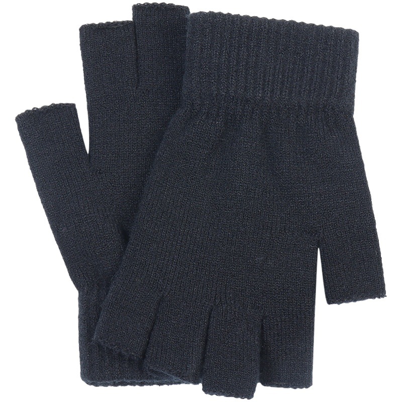 Directo de fábrica de punto de los hombres cálidos medias guantes de otoño e invierno de lana a prueba de frío medio dedo guantes al por mayor