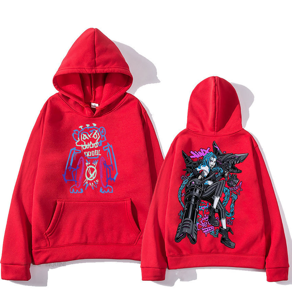 Jinx Arcane Unisex Hooded Cartoon Print Japanese Anime
