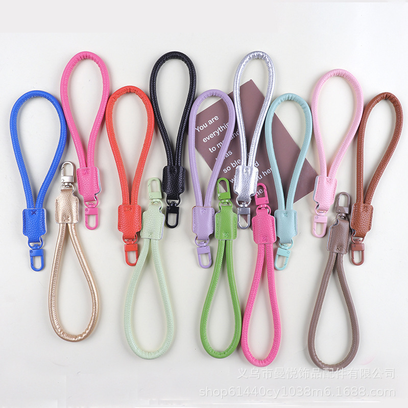 Short Solid Color Leather Mobile Phone Lanyard Anti-Lost Wrist Rope Keychain Lanyard School Bag Accessories Pendant Small Gift Short Solid Color Leather Mobile Phone Lanyard Anti-Lost Wrist Rope Keychain Lanyard School Bag Accessories Pendant Small Gift