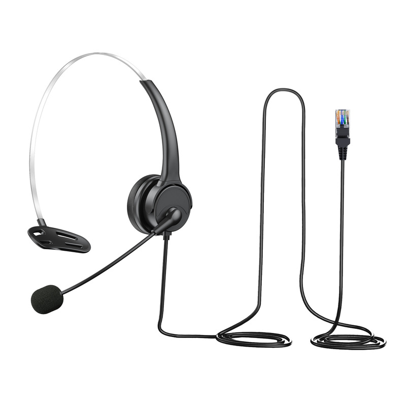 Single-Ear Customer Service Headset with Noise-Canceling Microphone, Multiple Sound Control Options, Over-Ear Computer Headset, Enc, Cross-Border