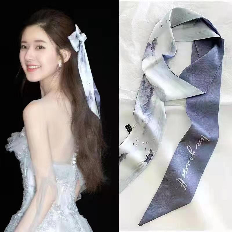 新商品の長条の小さいシルクのタオルのヘアバンドの女性の両面の優雅な紐付けのカバンのリボンのリボンのリボン|undefined