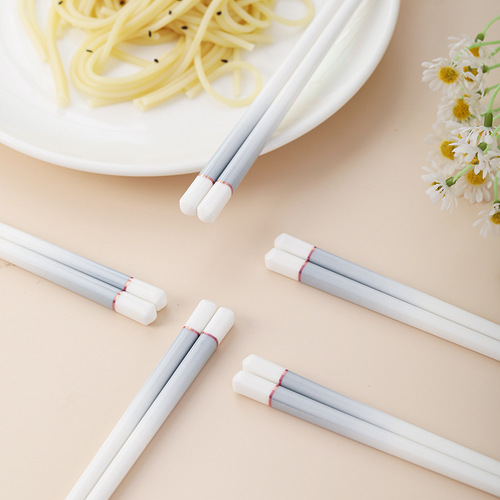 [Simple gradient gray] Ceramic chopsticks for household use, high temperature resistance, easy to clean, not easy to breed bacteria, for use in disinfection cabinets