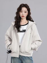 薄款卫衣女春秋拉链外套2025短款小个子上衣显瘦拉链开衫宽松连帽
