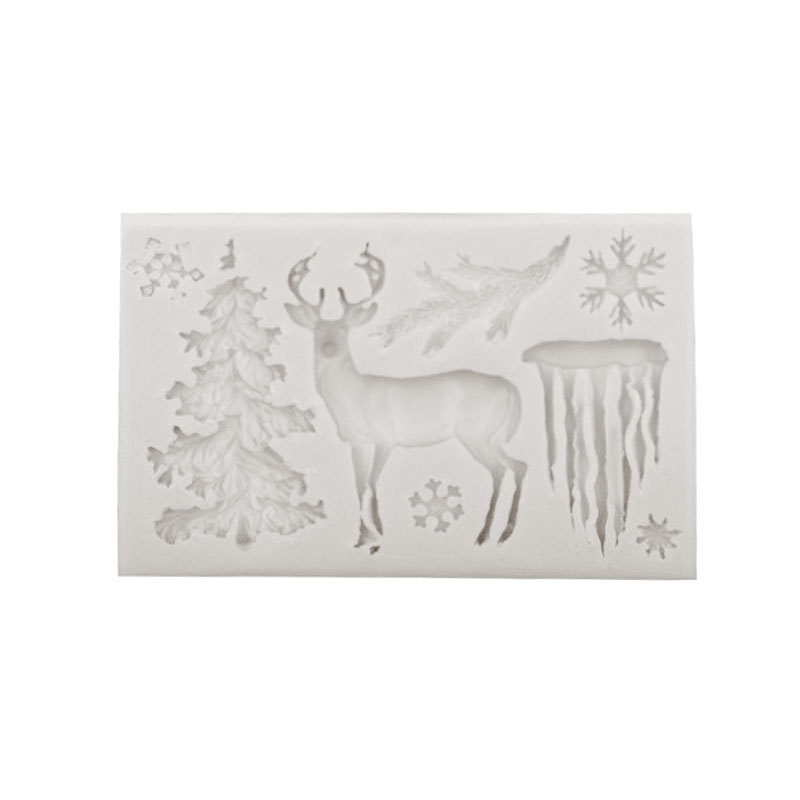 Navidad tema ELK copo de nieve carámbano árbol de Navidad modelado molde de silicona creativo hornear fondant cake Decoración