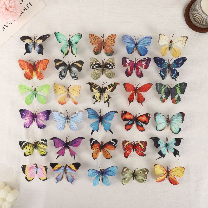 3d simulation butterfly decoration bedroom room fabric diy handmade textile double layer butterfly decoration wholesale