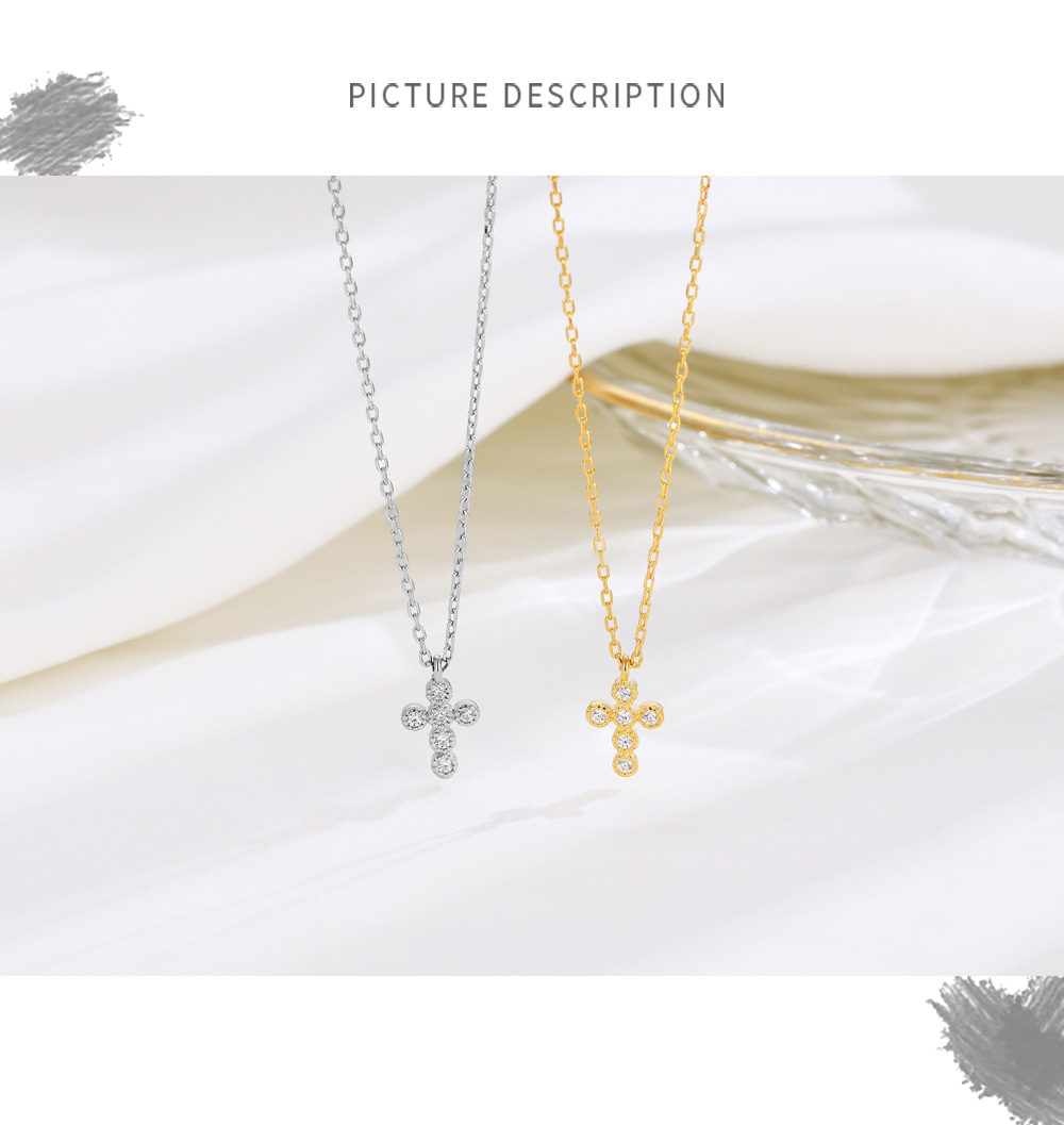 4g Weight 925 Sterling Silver Pendant Material Pendant Necklace Classification 925 sterling silver Chain Material Daily Occasion 925 Sterling Silver Material Cross Pattern Women's Gender Diamond Design Elegant, Simple Style Style 925 Sterling Silver Cross 925 Sterling Silver Pendant Necklace 无