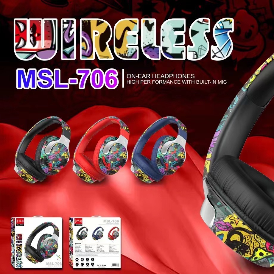 Comercio exterior explosivo auriculares Bluetooth auriculares inalámbricos marea nacional graffiti nuevo movimiento de música estéreo luminoso image 3